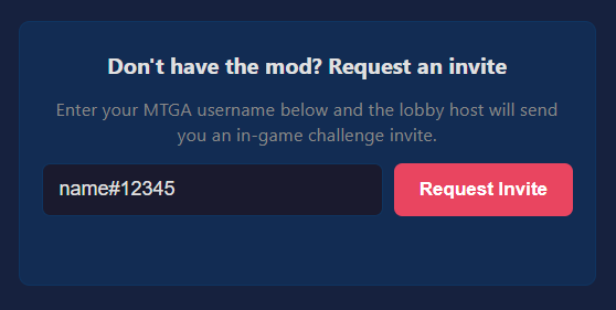 Web-based invite request form for non-Windows players